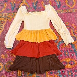 Rare Editions Cream Smocked Dress